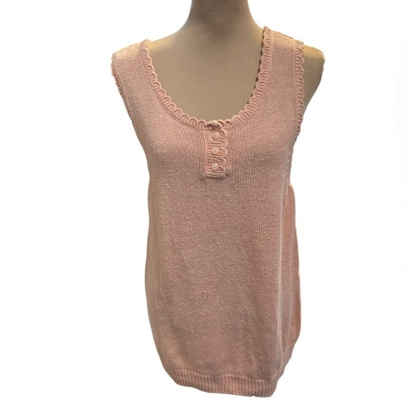 Vintage The American Line Peach Knit Tank Top Ramie Cotton Blend Scoop Neck 24W. - Picture 1 of 8